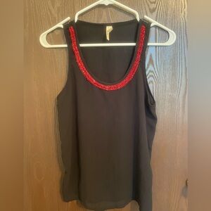 Truth NYC sleeveless chiffon blouse with beaded neckline